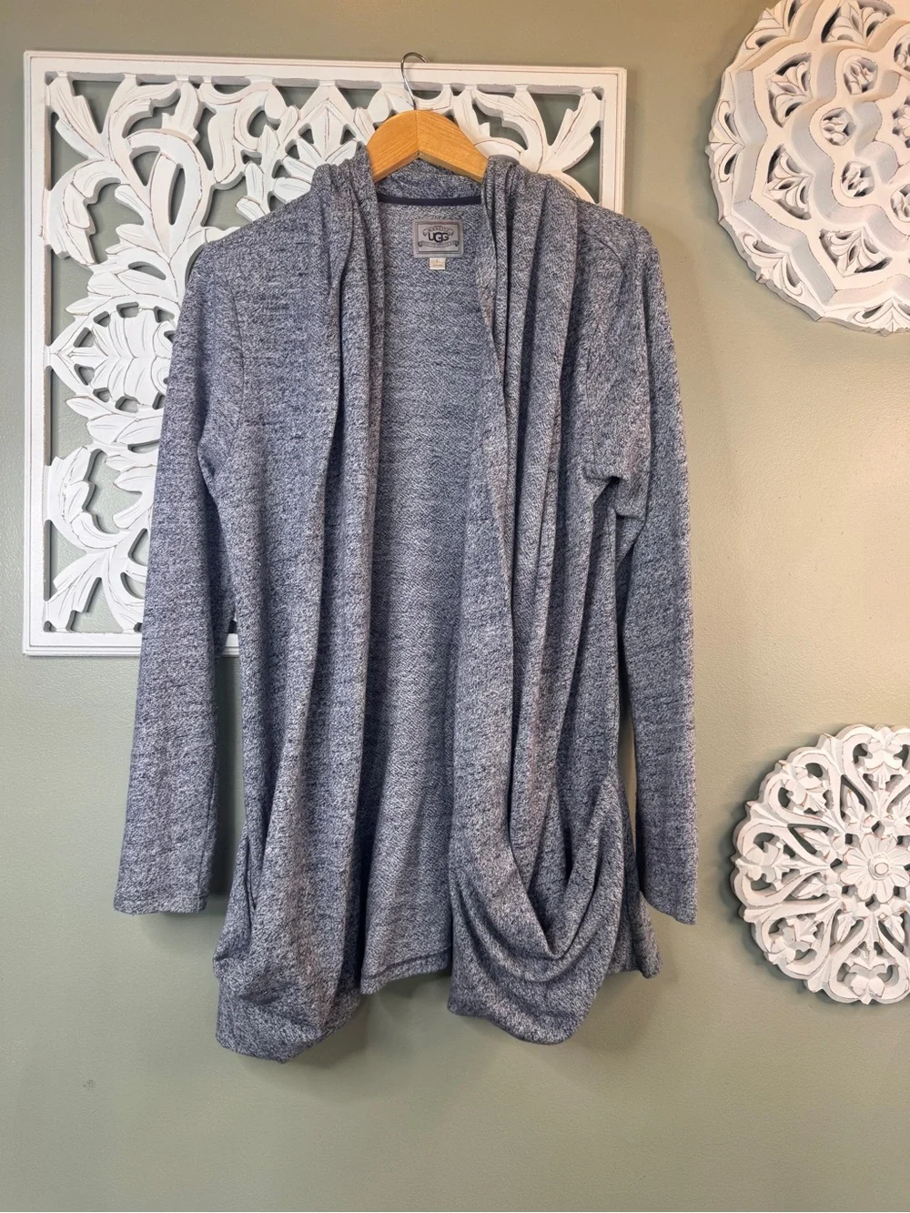 UGG Australia Blue Marled Waterfall Cardigan Size L